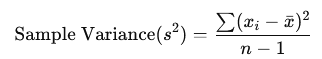 Formula to calculate sample variance in statistics