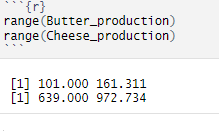 Formula to calculate range in R, and its output