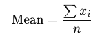 Formula to calculate mean value in statistics