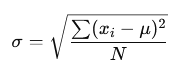Formula for standard deviation calculation in statistics